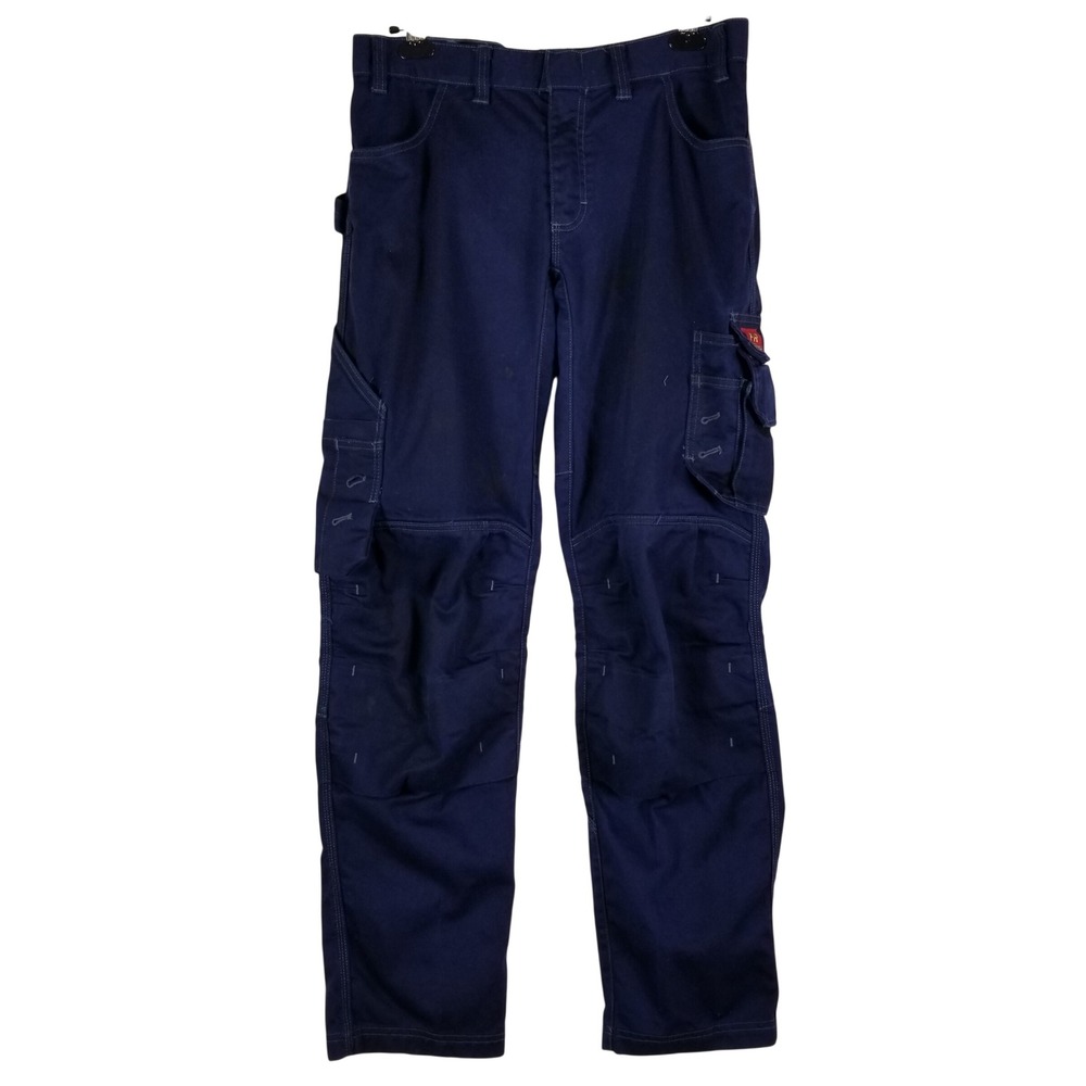 Blaklader Work Pants Men 32x34 Navy Blue‎ FR CAT 2 Flame Resistant Cargo Utility